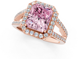 Rose gold Fancy Pink Radiant  Halo Split Shank Diamond Ring with Four-Prong Setting_33