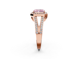 Rose gold Fancy Pink Radiant  Halo Split Shank Diamond Ring with Four-Prong Setting_34