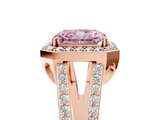 Rose gold Fancy Pink Radiant  Halo Split Shank Diamond Ring with Four-Prong Setting_37