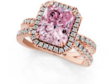Rose gold Fancy Pink Radiant  Halo Split Shank Diamond Ring with Pavé Setting_27