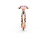 Rose gold Fancy Pink Radiant  Halo Split Shank Diamond Ring with Pavé Setting_28