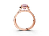 Rose gold Fancy Pink Radiant  Halo Split Shank Diamond Ring with Pavé Setting_29