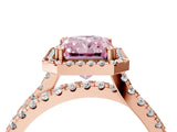 Rose gold Fancy Pink Radiant  Halo Split Shank Diamond Ring with Pavé Setting_30