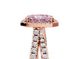 Rose gold Fancy Pink Radiant  Halo Split Shank Diamond Ring with Pavé Setting_31