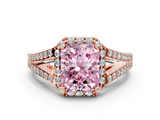 Rose gold Fancy Pink Radiant  Halo Split Shank Diamond Ring with Prong Setting_20