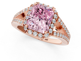 Rose gold Fancy Pink Radiant  Halo Split Shank Diamond Ring with Prong Setting_21
