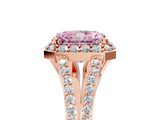 Rose gold Fancy Pink Radiant  Halo Split Shank Diamond Ring with Prong Setting_25