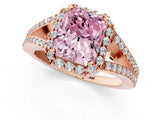 Rose gold Fancy Pink Radiant  Halo Split Shank Pave Diamond Ring with Four-Prong Setting_50