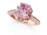 Rose gold Fancy Pink Radiant  Halo Split Shank Pave Diamond Ring with Petal Prong Setting_21