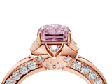 Rose gold Fancy Pink Radiant  Halo Split Shank Pave Diamond Ring with Petal Prong Setting_24