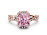 Rose gold Fancy Pink Radiant  Halo Twist Band Solitaire Ring with Six-Prong Setting_3