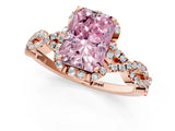 Rose gold Fancy Pink Radiant  Halo Twist Band Solitaire Ring with Six-Prong Setting_4