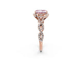 Rose gold Fancy Pink Radiant  Halo Twist Band Solitaire Ring with Six-Prong Setting_5