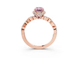 Rose gold Fancy Pink Radiant  Halo Twist Band Solitaire Ring with Six-Prong Setting_6