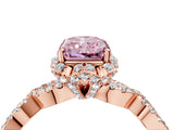 Rose gold Fancy Pink Radiant  Halo Twist Band Solitaire Ring with Six-Prong Setting_7