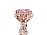 Rose gold Fancy Pink Radiant  Halo Twist Band Solitaire Ring with Six-Prong Setting_8