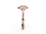 Rose gold Fancy Pink Radiant  Halo Twist Band Solitaire Ring_57