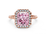 Rose gold Fancy Pink Radiant  Halo Twisted Band Four-Prong Diamond Ring_20