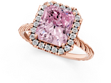 Rose gold Fancy Pink Radiant  Halo Twisted Band Four-Prong Diamond Ring_21