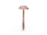 Rose gold Fancy Pink Radiant  Halo Twisted Band Four-Prong Diamond Ring_22