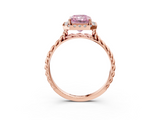 Rose gold Fancy Pink Radiant  Halo Twisted Band Four-Prong Diamond Ring_23