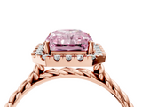 Rose gold Fancy Pink Radiant  Halo Twisted Band Four-Prong Diamond Ring_24