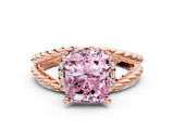 Rose gold Fancy Pink Radiant  Halo Twisted Band Four-Prong Ring_32