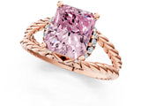 Rose gold Fancy Pink Radiant  Halo Twisted Band Four-Prong Ring_33