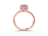 Rose gold Fancy Pink Radiant  Halo Twisted Band Four-Prong Ring_35