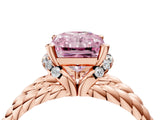 Rose gold Fancy Pink Radiant  Halo Twisted Band Four-Prong Ring_36