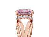 Rose gold Fancy Pink Radiant  Halo Twisted Band Four-Prong Ring_37
