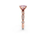 Rose gold Fancy Pink Radiant  Milgrain Bezel Diamond Engagement Ring with Solitaire Prong Setting_158
