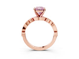 Rose gold Fancy Pink Radiant  Milgrain Bezel Diamond Engagement Ring with Solitaire Prong Setting_159