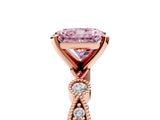Rose gold Fancy Pink Radiant  Milgrain Bezel Diamond Engagement Ring with Solitaire Prong Setting_161