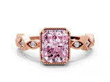 Rose gold Fancy Pink Radiant  Milgrain Marquise Diamond Twist Band Ring_62
