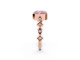 Rose gold Fancy Pink Radiant  Milgrain Marquise Diamond Twist Band Ring_64