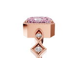 Rose gold Fancy Pink Radiant  Milgrain Marquise Diamond Twist Band Ring_67