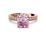 Rose gold Fancy Pink Radiant  Milgrain Pave Diamond Engagement Ring with Four-Prong Setting_152
