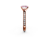 Rose gold Fancy Pink Radiant  Milgrain Pave Diamond Engagement Ring with Four-Prong Setting_154