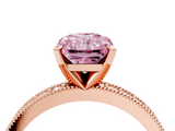 Rose gold Fancy Pink Radiant  Milgrain Pave Diamond Engagement Ring with Four-Prong Setting_156