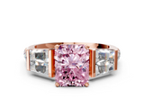Rose gold Fancy Pink Radiant  Solitaire Baguette Side Stone Channel Set Engagement Ring_3