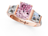 Rose gold Fancy Pink Radiant  Solitaire Baguette Side Stone Channel Set Engagement Ring_4