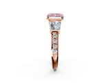 Rose gold Fancy Pink Radiant  Solitaire Baguette Side Stone Channel Set Engagement Ring_5