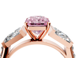 Rose gold Fancy Pink Radiant  Solitaire Baguette Side Stone Channel Set Engagement Ring_7