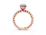 Rose gold Fancy Pink Radiant  Solitaire Beaded Band Prong Setting Ring 3