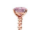 Rose gold Fancy Pink Radiant  Solitaire Beaded Band Prong Setting Ring 5