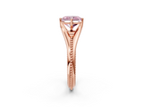 Rose gold Fancy Pink Radiant  Solitaire Beaded Band Six-Prong Setting_2