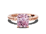 Rose gold Fancy Pink Radiant  Solitaire Beaded Band with Four-Prong Setting_25