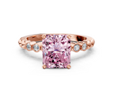 Rose gold Fancy Pink Radiant  Solitaire Bezel Accent Diamond Engagement Ring with Beaded Band and Four-Prong Setting_24
