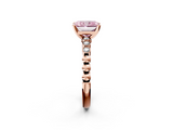 Rose gold Fancy Pink Radiant  Solitaire Bezel Accent Diamond Engagement Ring with Beaded Band and Four-Prong Setting_26